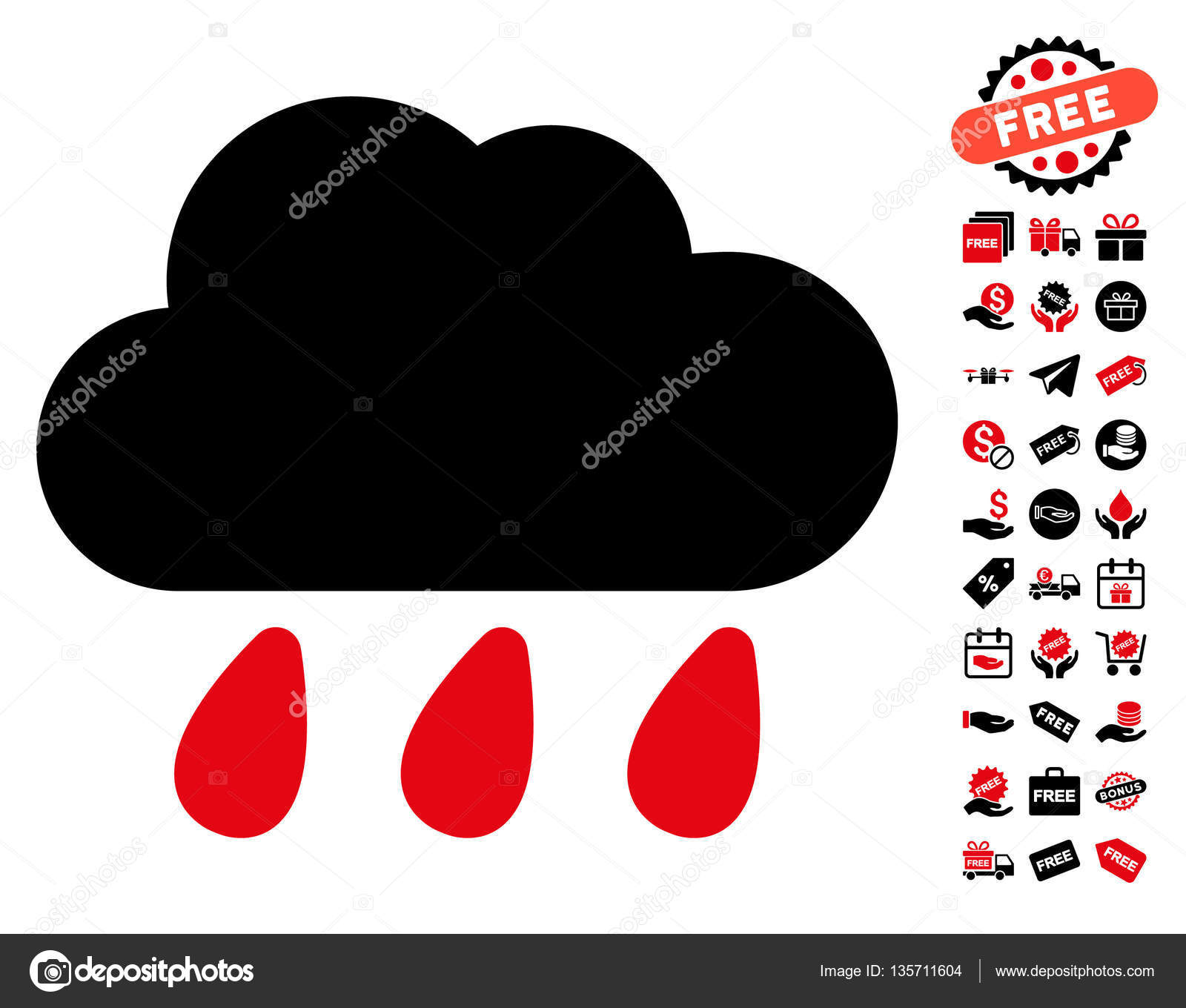 Regenwolken Symbol Mit Kostenlosem Bonus Vektorgrafik Lizenzfreie Grafiken C Ahasoft 135711604 Depositphotos