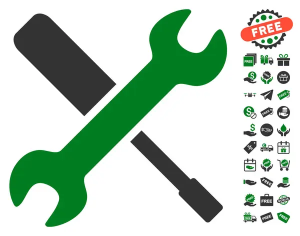 Werkzeuge Symbol mit kostenlosem Bonus — Stockvektor