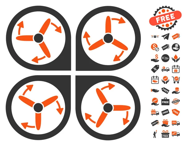 Ícone de rotação de parafusos de Copter com bônus grátis — Vetor de Stock