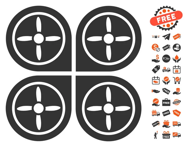 Quadrocopter Icon With Free Bonus — Stock Vector