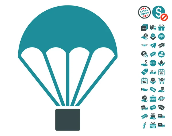 Parachute Icon With Free Bonus — Stock Vector