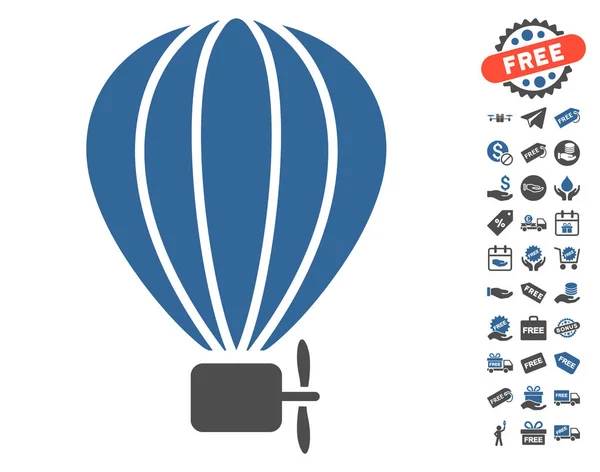Ícone de balão Aerostat com bônus grátis — Vetor de Stock