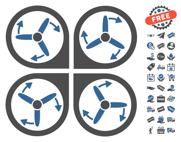 Copter Schrauben Rotation Symbol mit kostenlosem Bonus — Stockvektor