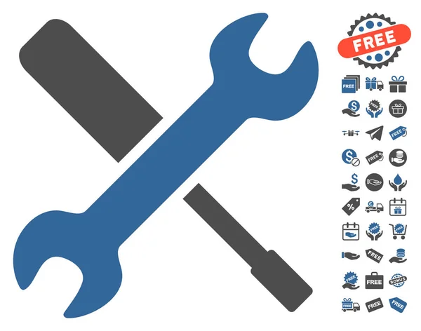 Werkzeuge Symbol mit kostenlosem Bonus — Stockvektor