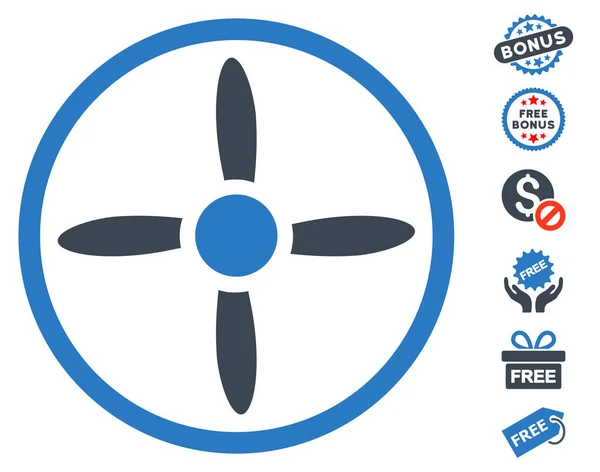 Het pictogram van de schroef van de drone met gratis Bonus — Stockvector
