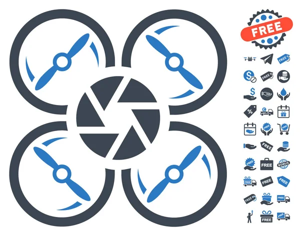 Shutter-Drohnen-Symbol mit kostenlosem Bonus — Stockvektor