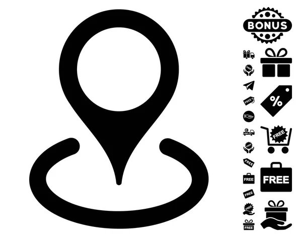 Icono de ubicación con bono gratis — Vector de stock