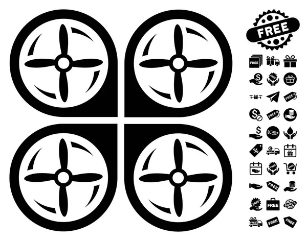 Icono de rotación de tornillos Quadrotor con bono gratis — Vector de stock