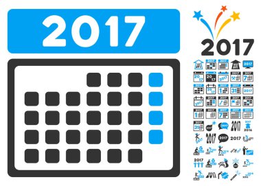 2017 ay takvim simgesini 2017 yılı ile Bonus semboller
