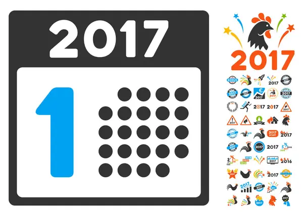 Primer icono del día 2017 con símbolos de bonificación de año 2017 — Archivo Imágenes Vectoriales