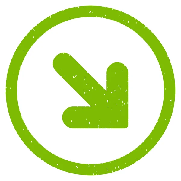 Flecha abajo derecha icono sello de goma — Vector de stock