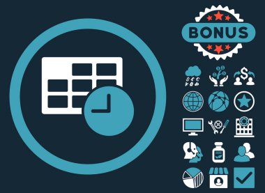 Bonus ile tarih ve saat düz glif simgesi