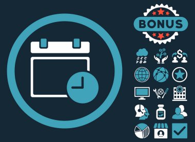 Bonus ile tarih ve saat düz glif simgesi