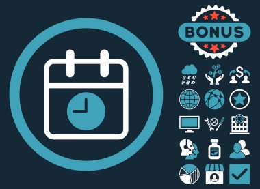 Bonus ile tarih ve saat düz glif simgesi