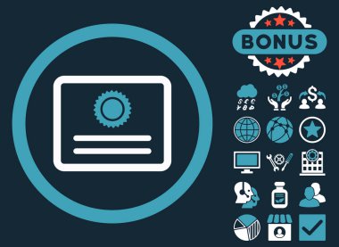 Bonus ile diploma düz glif simgesi