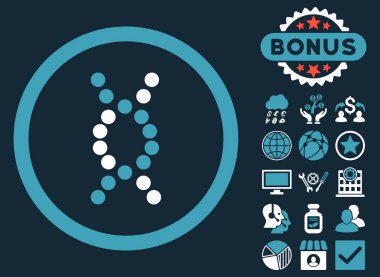 Bonus ile DNA sarmal düz glif simgesi