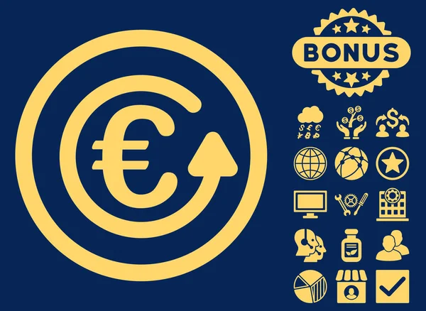 Euro Chargeback Flat Glyph Icon with Bonus — Stock Photo, Image