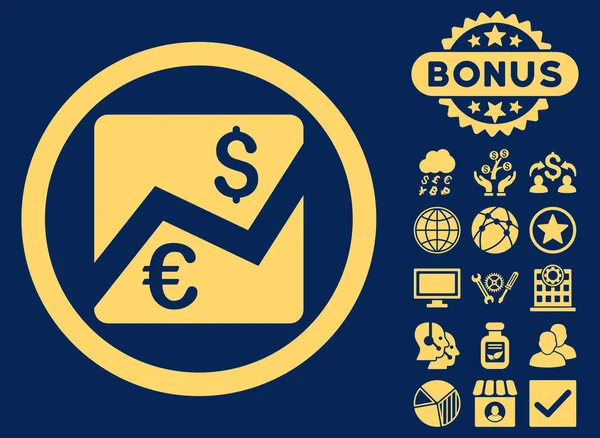 Euro Dollar Chart Flat Glyph Icon with Bonus — Stock Photo, Image