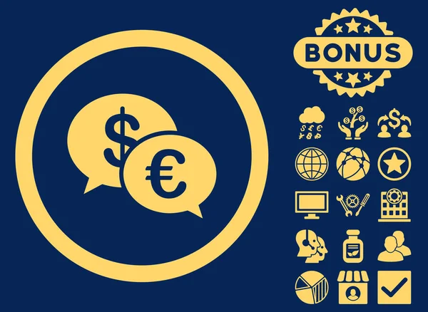 Euro Transactions Flat Glyph Icon with Bonus — Stock Photo, Image
