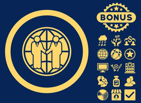 Globale Partnerschaft flache Glyphen-Ikone mit Bonus — Stockfoto