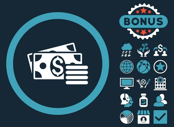 Dollar Cash platta Glyph ikonen med Bonus — Stockfoto