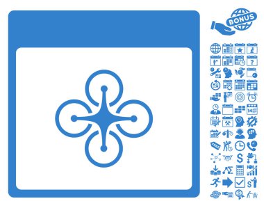 Bonus ile hava helikopter takvim sayfa düz vektör simgesi