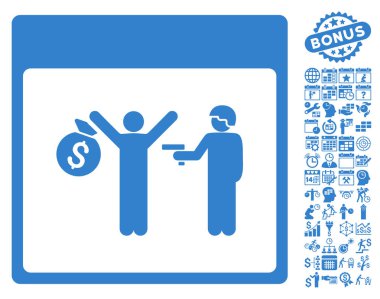 Bonus ile tutuklama takvim sayfa düz vektör simgesi