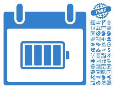 Pil takvim gün düz vektör simgesi Bonus ile