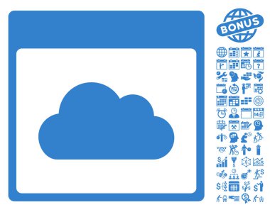 Bonus ile bulut takvim sayfa düz vektör simgesi