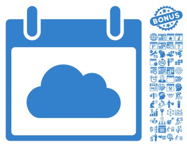 Bonus ile bulut takvim gün düz vektör simgesi