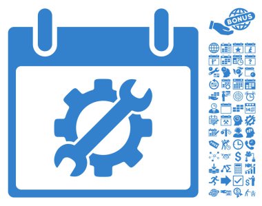 Yapılandırma araçları takvim gün düz vektör simge Bonus ile
