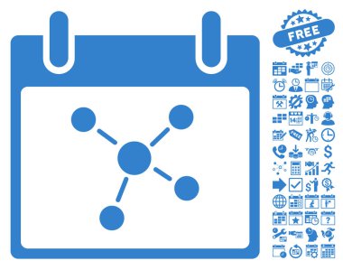 Bonus ile bağlantıları takvim gün düz vektör simgesi