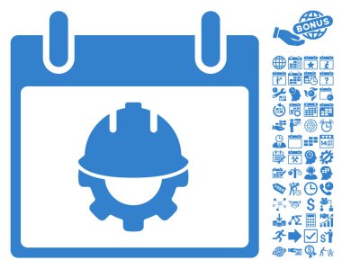 Bonus ile Geliştirme takvim gün düz vektör simgesi