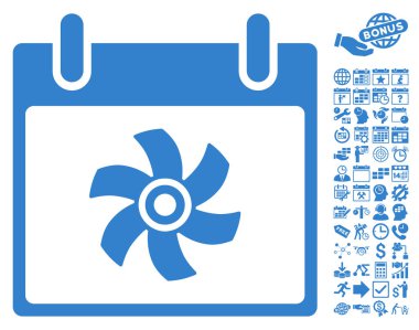 Bonus ile fan takvim gün düz vektör simgesi