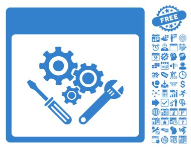 Vites araçlar ile Bonus sayfa düz vektör simge takvim