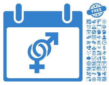 Bonus ile evlilik takvim gün düz vektör simgesi