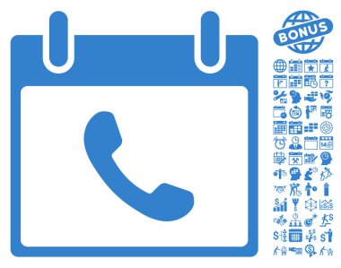 Bonus ile telefon takvim gün düz vektör simgesi