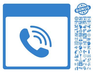 Bonus ile telefon görüşmesi takvim sayfa düz vektör simgesi