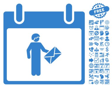 Postacı takvim gün düz vektör simge Bonus ile