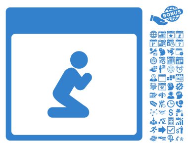 Kişi takvim sayfa düz vektör simge Bonus ile dua