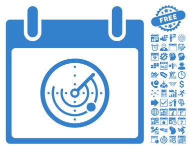 Bonus ile radar takvim gün düz vektör simgesi