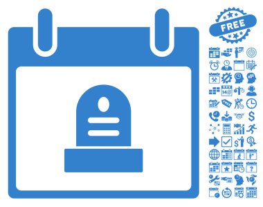 Bonus ile rip anıt takvim gün düz vektör simgesi