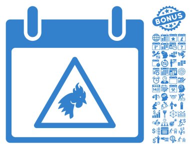 Takvim gün düz vektör simge Bonus ile uyarı horoz