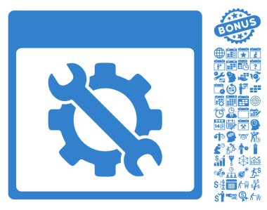 Ayarları araçları ile Bonus sayfa düz vektör simge takvim