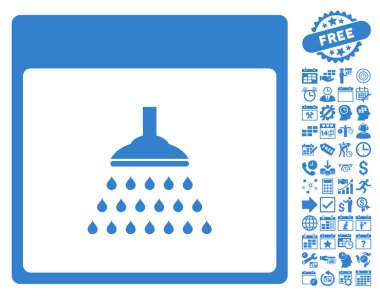 Bonus ile duş takvim sayfa düz vektör simgesi