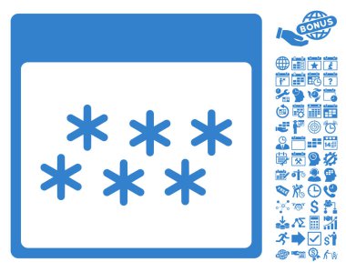 Kar taneleri ile Bonus sayfa düz vektör simge takvim