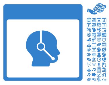 Telefonla satış operatör takvim sayfa düz vektör simge Bonus ile