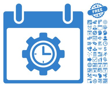 Bonus ile zaman dişli takvim gün düz vektör simgesi