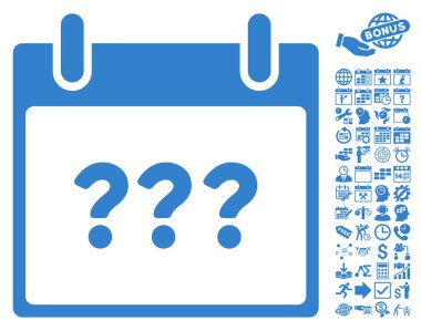 Bonus ile bilinmeyen gün takvim sayfa düz vektör simgesi