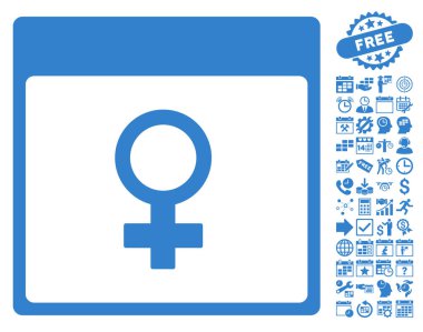 Bonus ile Venüs kadın sembol takvim sayfa düz vektör simgesi